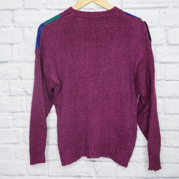 Vintage 80’s Purple Beaded Abstract Sweater - Picture 4 of 4